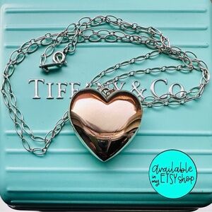 RARE Tiffany & Co Rubedo Puff Heart with Silver Chain Necklace, 18"